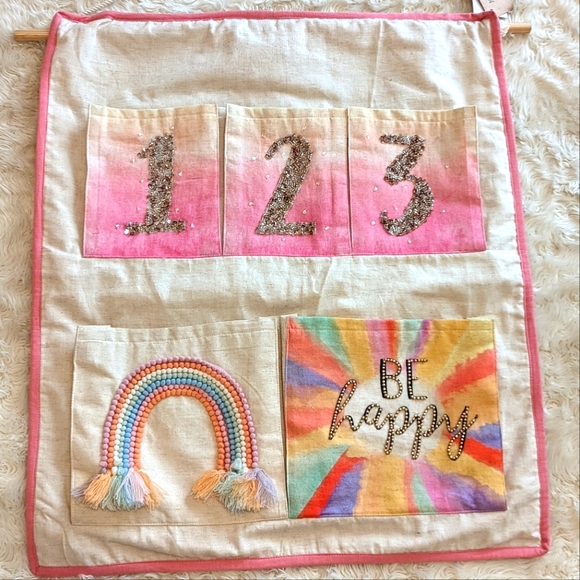 Artisan Other - Be Happy Rainbow Canvas Hanging Pocket Organizer